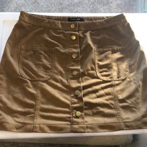 Papermoon faux suede button front skirt